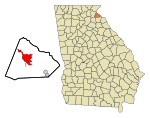 Stephens County Georgia Incorporated and Unincorporated areas Toccoa Highlighted